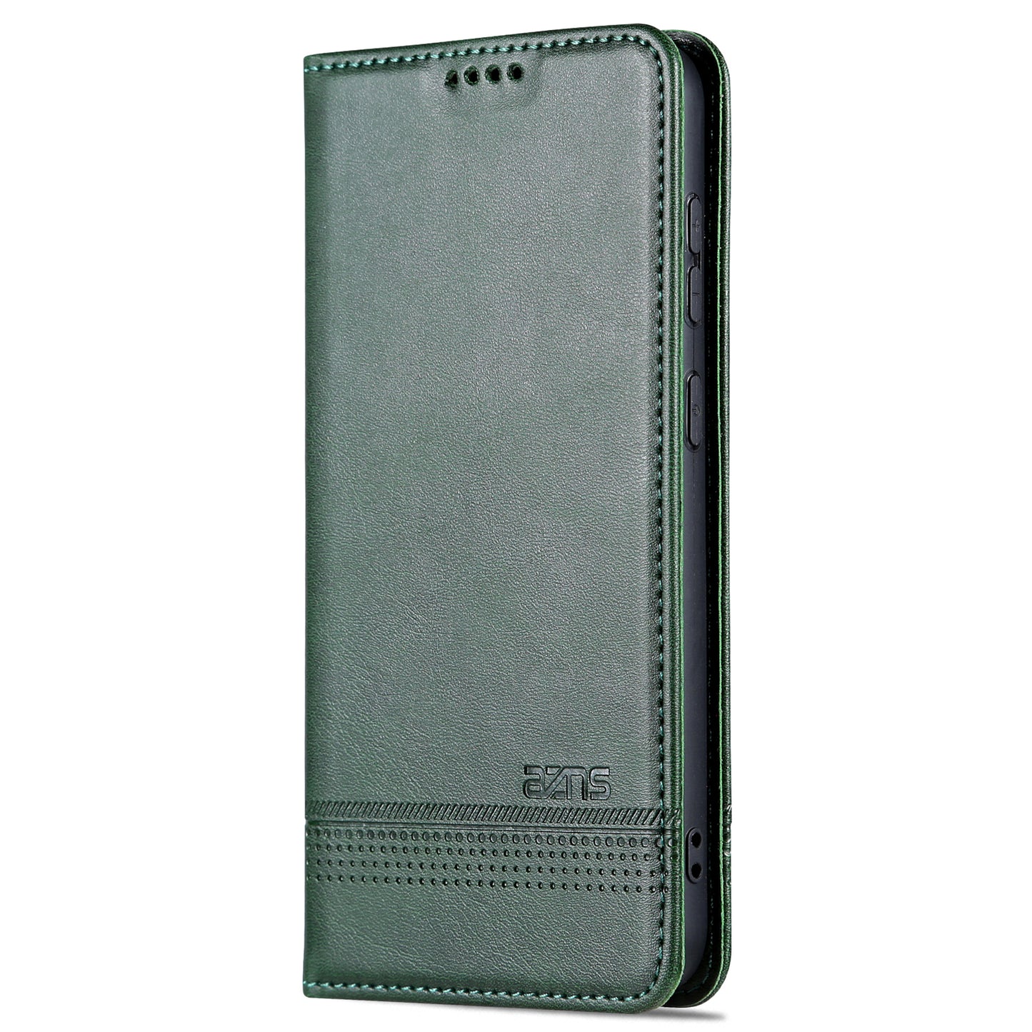 AZNS For Samsung Galaxy S24+ Case Scratch-resistant PU Leather+TPU Stand Phone Protector - Dark Green