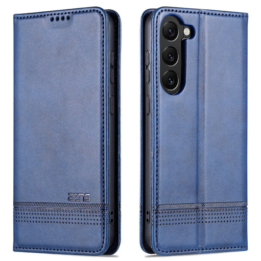 AZNS For Samsung Galaxy S24+ Case Scratch-resistant PU Leather+TPU Stand Phone Protector - Dark Blue
