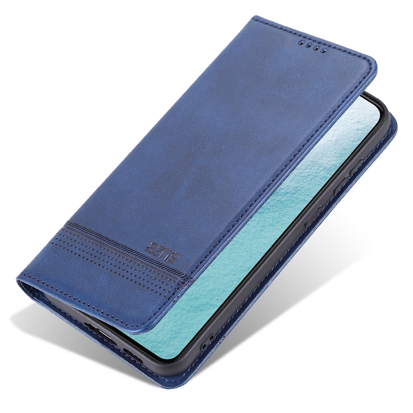 AZNS For Samsung Galaxy S24+ Case Scratch-resistant PU Leather+TPU Stand Phone Protector - Dark Blue