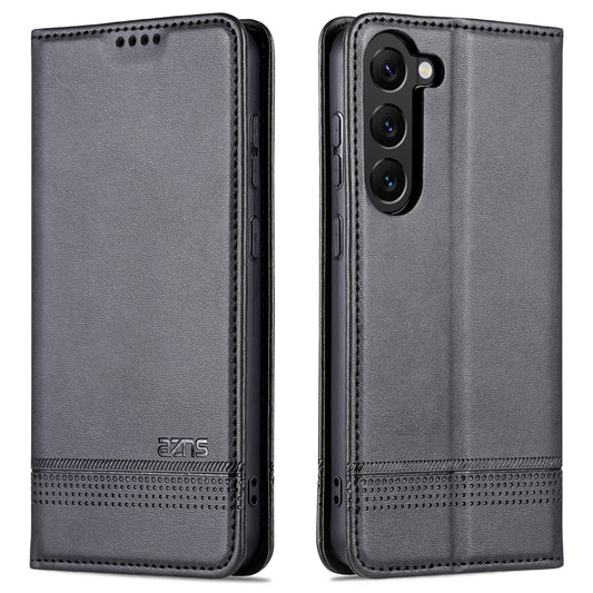 AZNS For Samsung Galaxy S24+ Case Scratch-resistant PU Leather+TPU Stand Phone Protector - Black