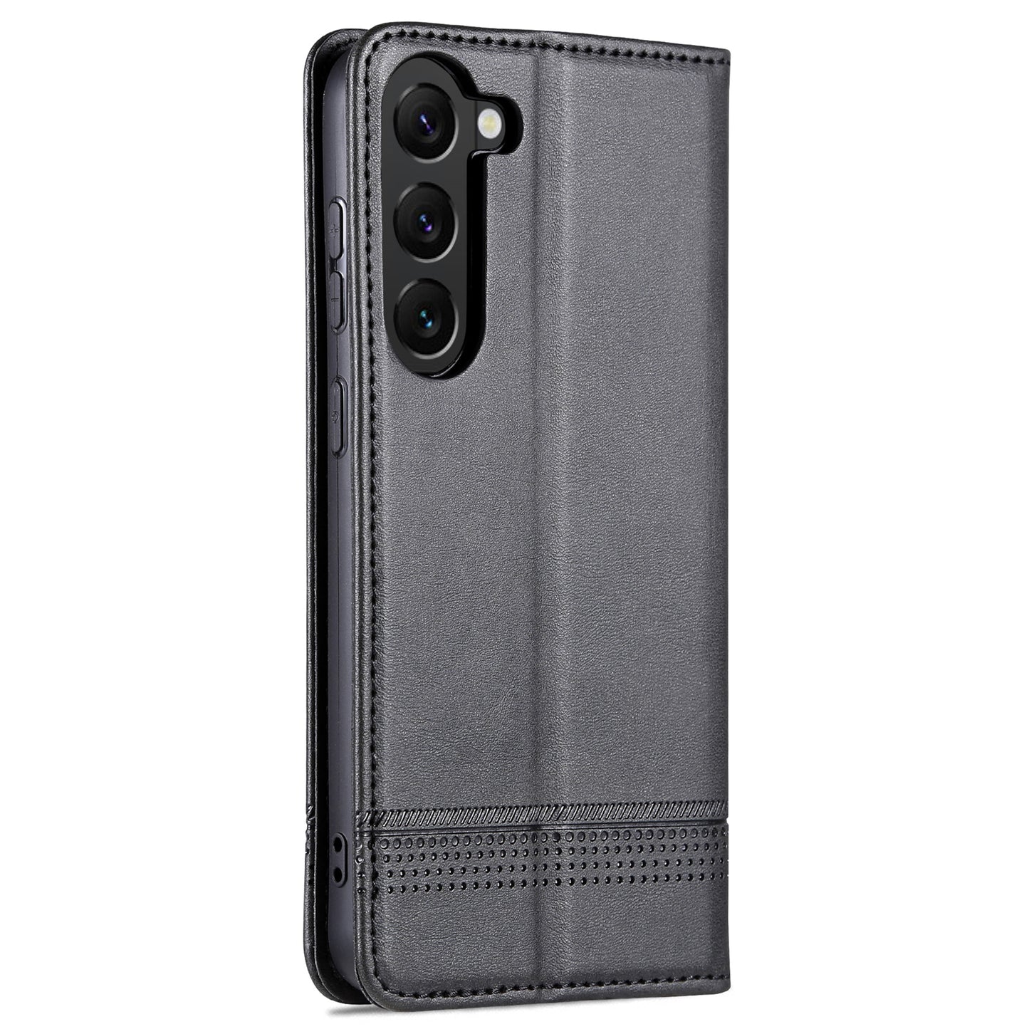 AZNS For Samsung Galaxy S24+ Case Scratch-resistant PU Leather+TPU Stand Phone Protector - Black