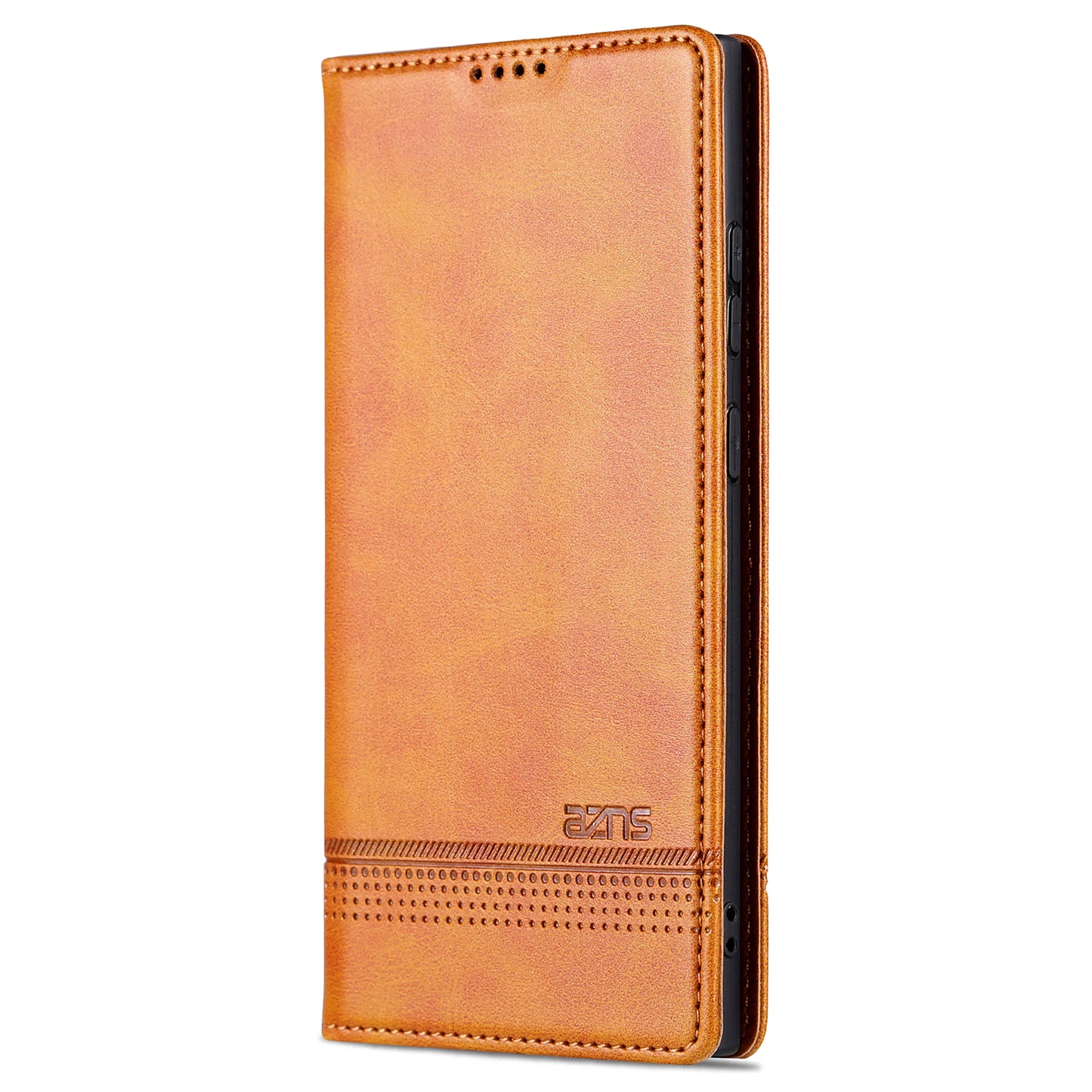 AZNS For Samsung Galaxy S24 Ultra Case Magnetic Suction Leather Phone Cover with Wallet Stand - Brown