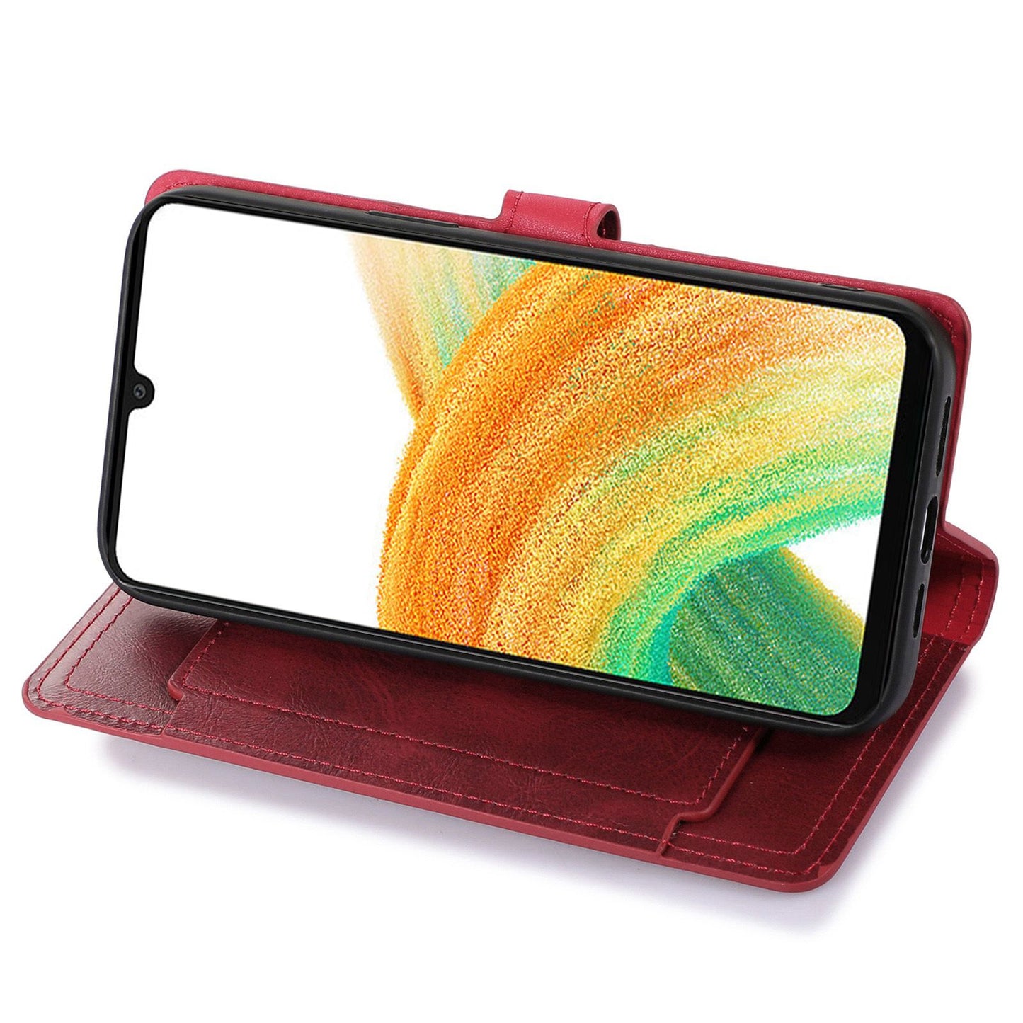 For Samsung Galaxy S24 Ultra Case Zipper Pocket PU Leather Wallet Stand Phone Cover - Red