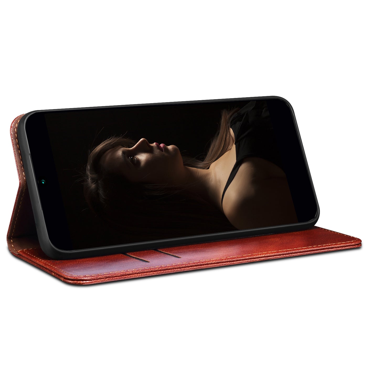 For Xiaomi Redmi Note 13 Pro 5G / Poco X6 5G Case PU Leather Anti-drop Stand Phone Protector - Brown