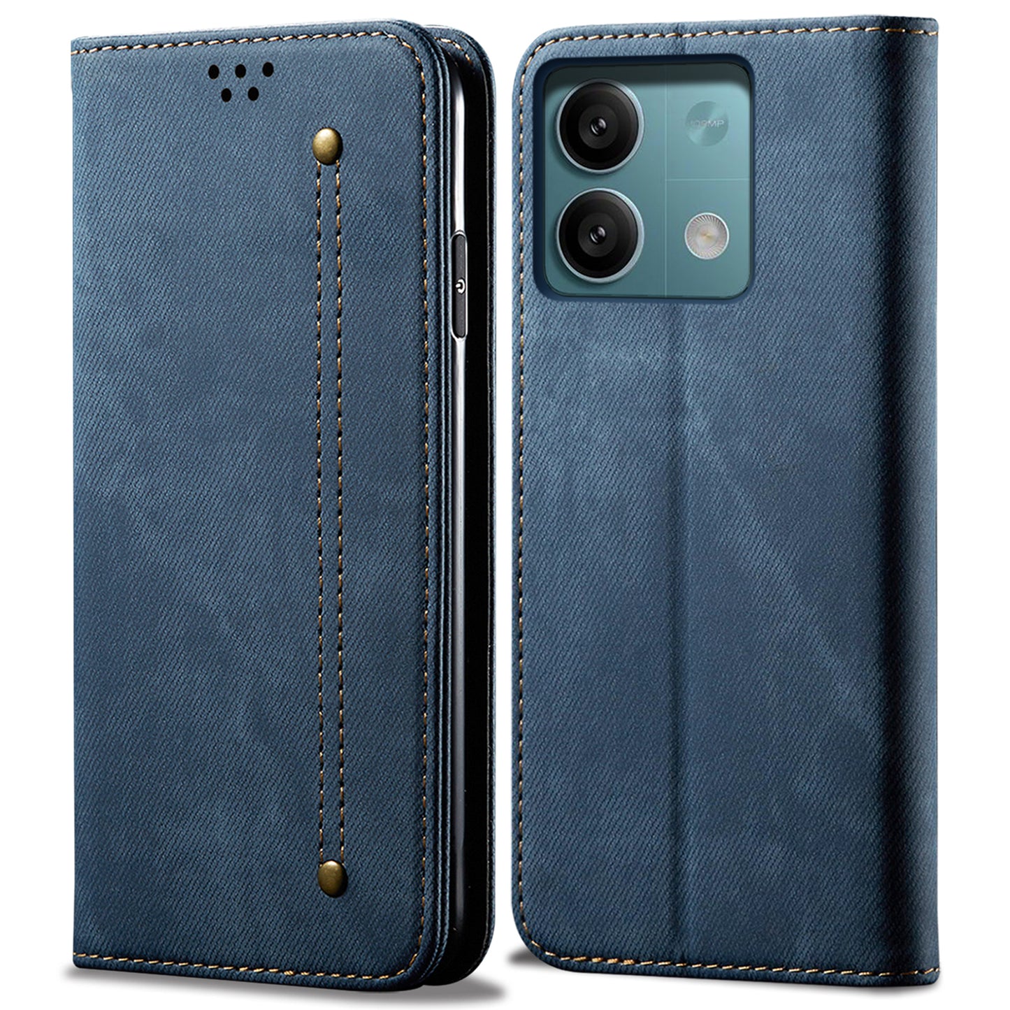 For Xiaomi Redmi Note 13 Pro 5G / Poco X6 5G Case Shockproof PU Leather Wallet Cell Phone Cover - Blue