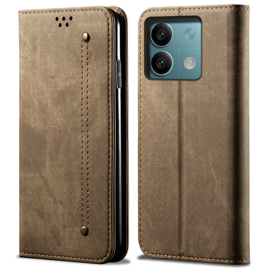 For Xiaomi Redmi Note 13 Pro 5G / Poco X6 5G Case Shockproof PU Leather Wallet Cell Phone Cover - Khaki