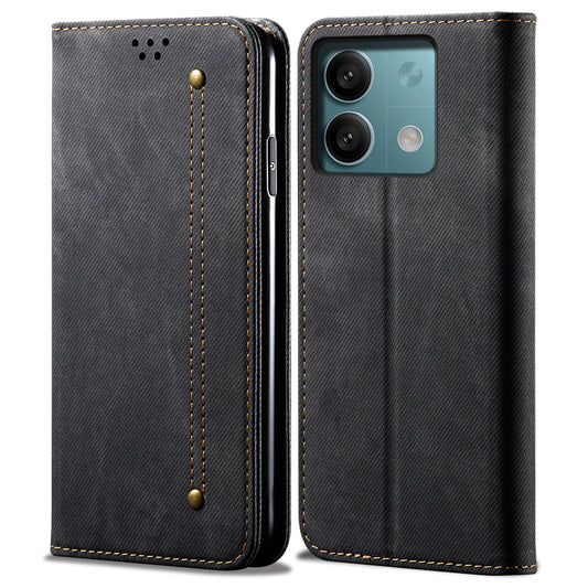 For Xiaomi Redmi Note 13 5G Case Anti-scratch PU Leather Flip Stand Phone Shell - Black