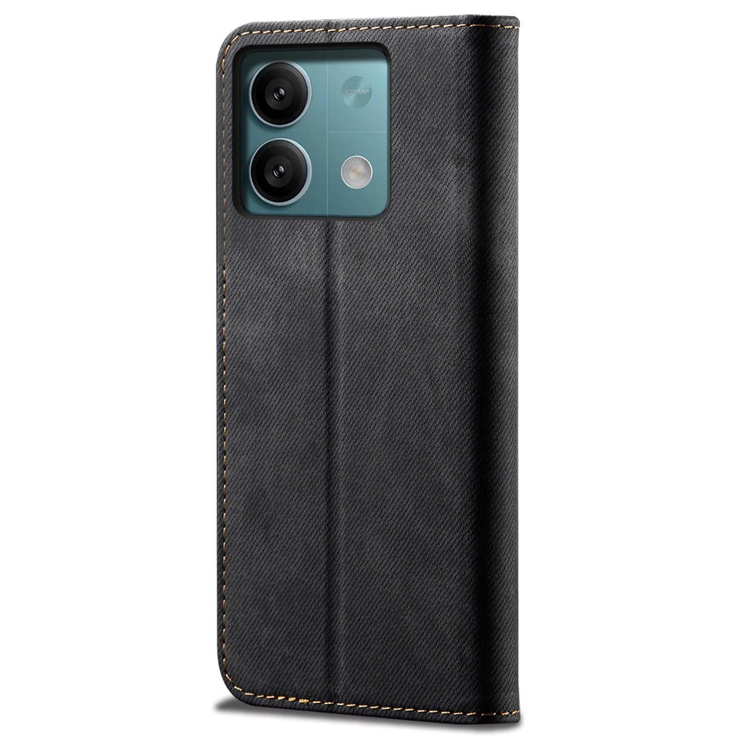 For Xiaomi Redmi Note 13 5G Case Anti-scratch PU Leather Flip Stand Phone Shell - Black