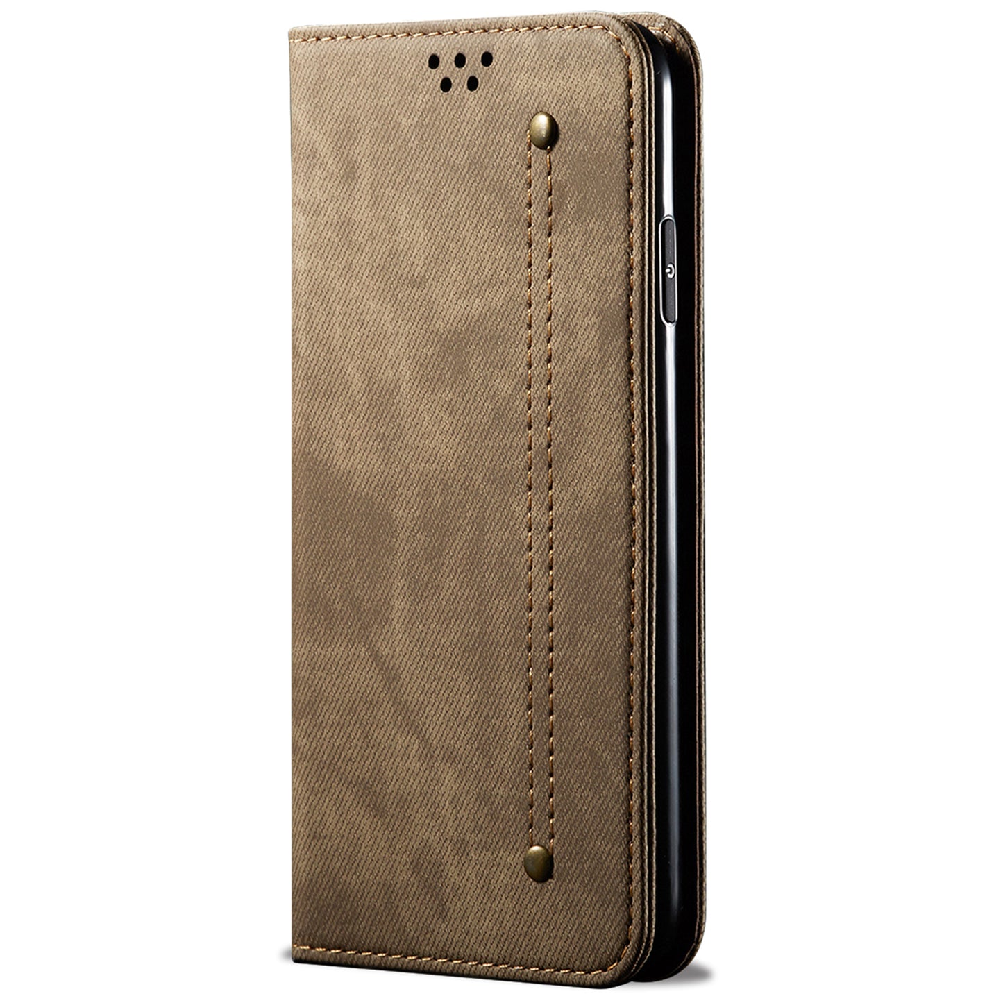 For Xiaomi Redmi Note 13 5G Case Anti-scratch PU Leather Flip Stand Phone Shell - Khaki