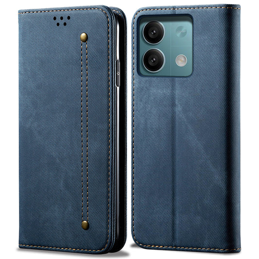For Xiaomi Redmi Note 13 5G Case Anti-scratch PU Leather Flip Stand Phone Shell - Blue