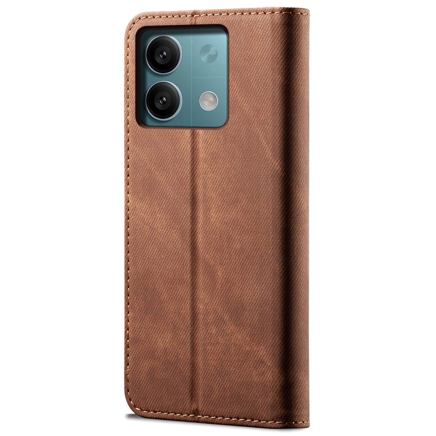 For Xiaomi Redmi Note 13 5G Case Anti-scratch PU Leather Flip Stand Phone Shell - Coffee