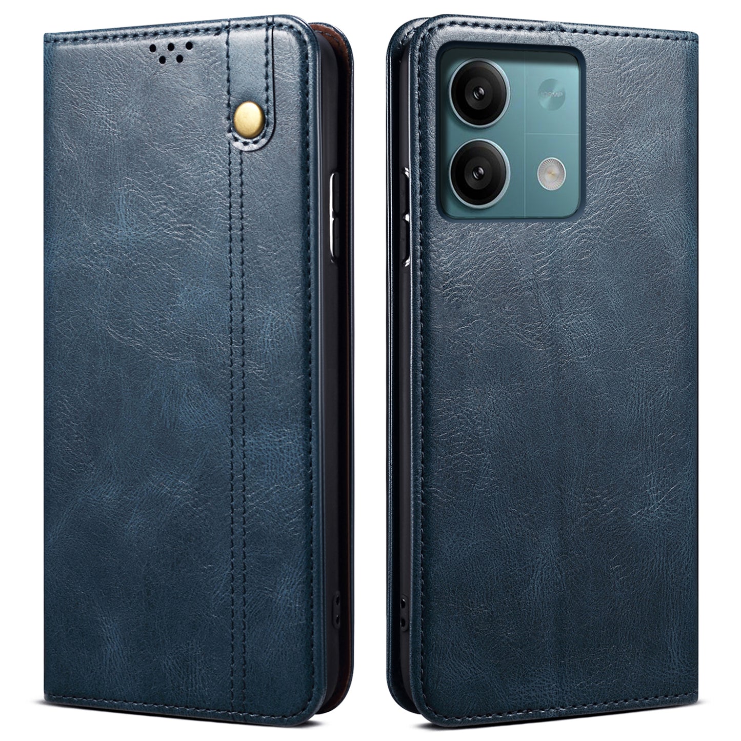 For Xiaomi Redmi Note 13 5G Case PU Leather Crazy Horse Wallet Mobile Phone Cover - Blue