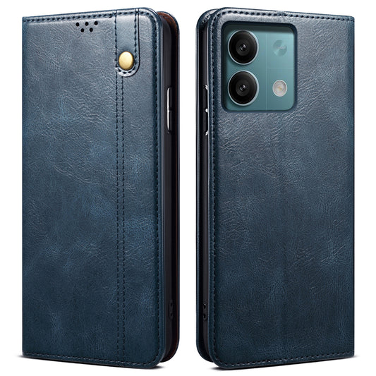 For Xiaomi Redmi Note 13 5G Case PU Leather Crazy Horse Wallet Mobile Phone Cover - Blue
