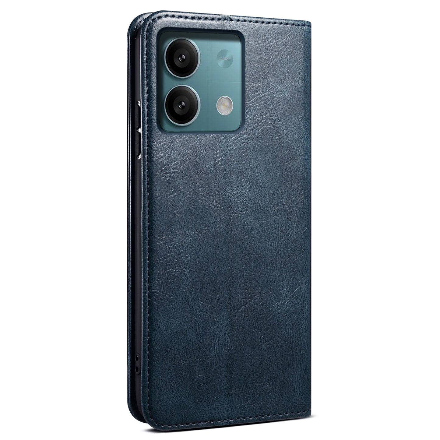 For Xiaomi Redmi Note 13 5G Case PU Leather Crazy Horse Wallet Mobile Phone Cover - Blue