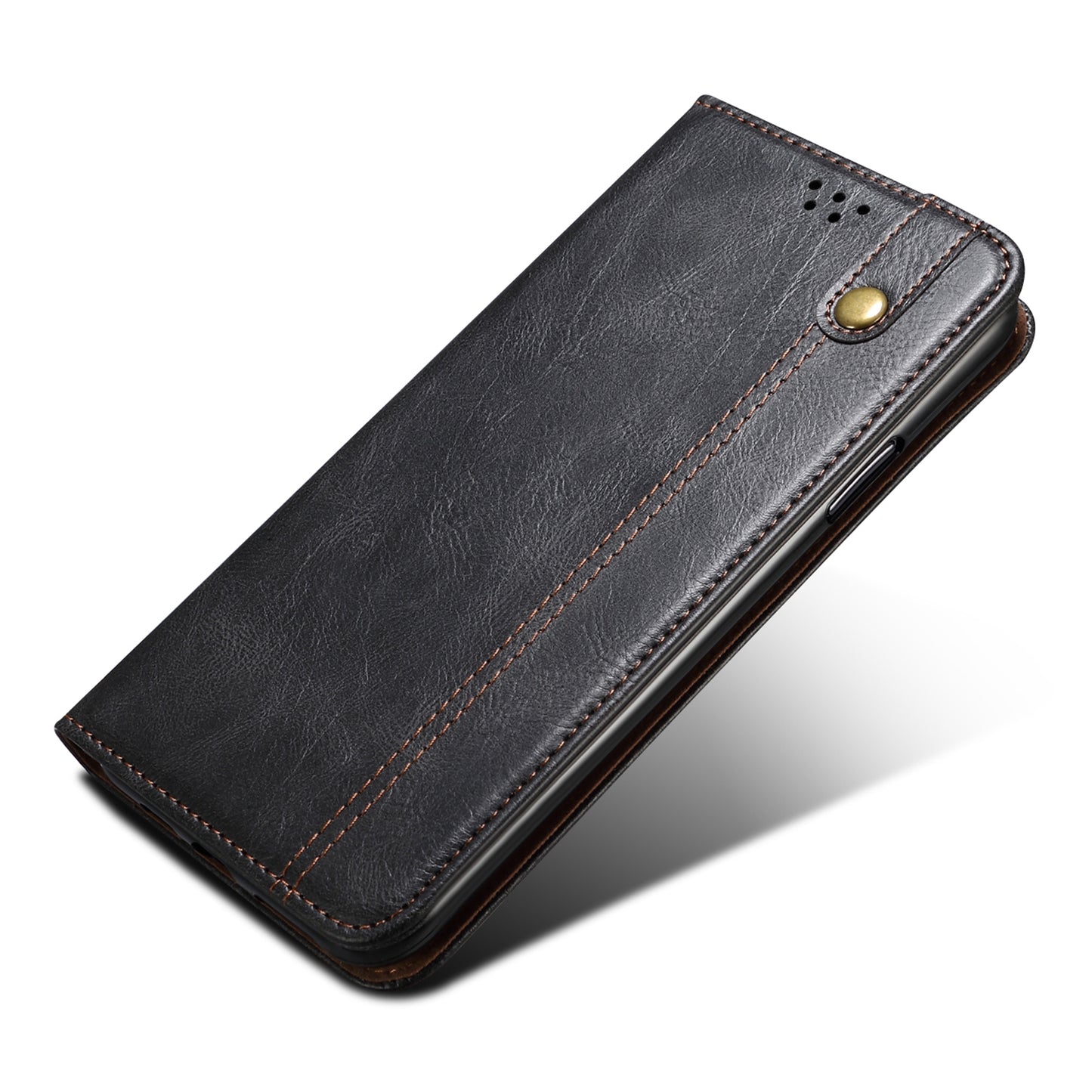 For Xiaomi Redmi Note 13 5G Case PU Leather Crazy Horse Wallet Mobile Phone Cover - Black