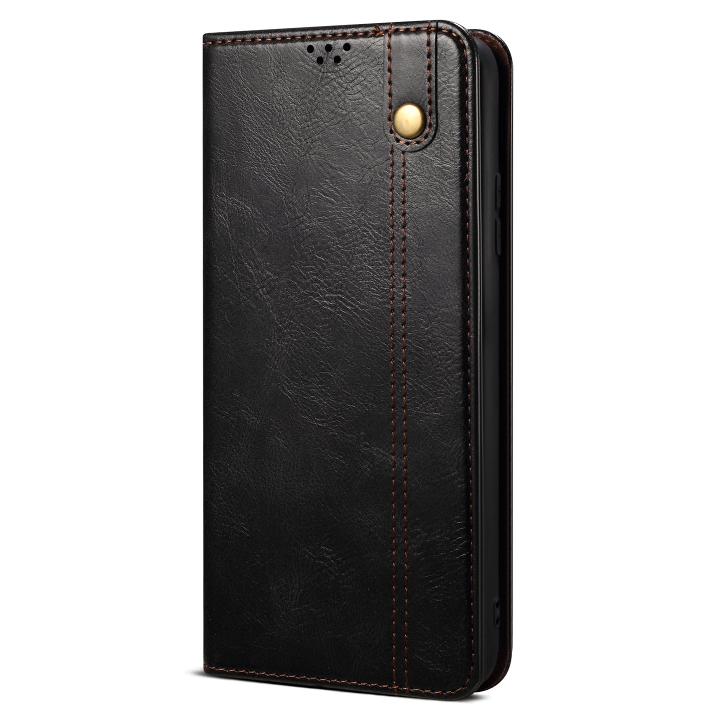 For Xiaomi Redmi Note 13 5G Case PU Leather Crazy Horse Wallet Mobile Phone Cover - Black