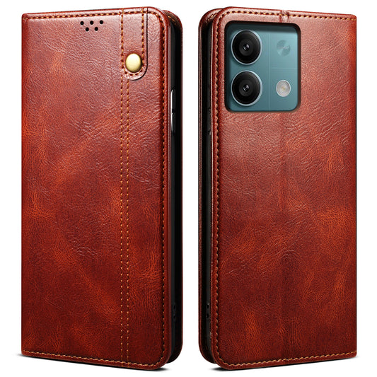 For Xiaomi Redmi Note 13 5G Case PU Leather Crazy Horse Wallet Mobile Phone Cover - Brown