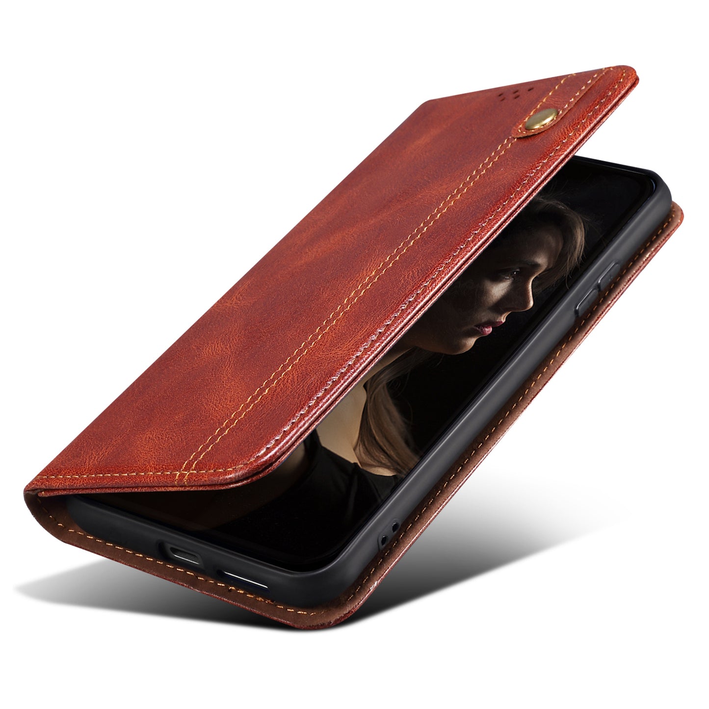 For Xiaomi Redmi Note 13 5G Case PU Leather Crazy Horse Wallet Mobile Phone Cover - Brown