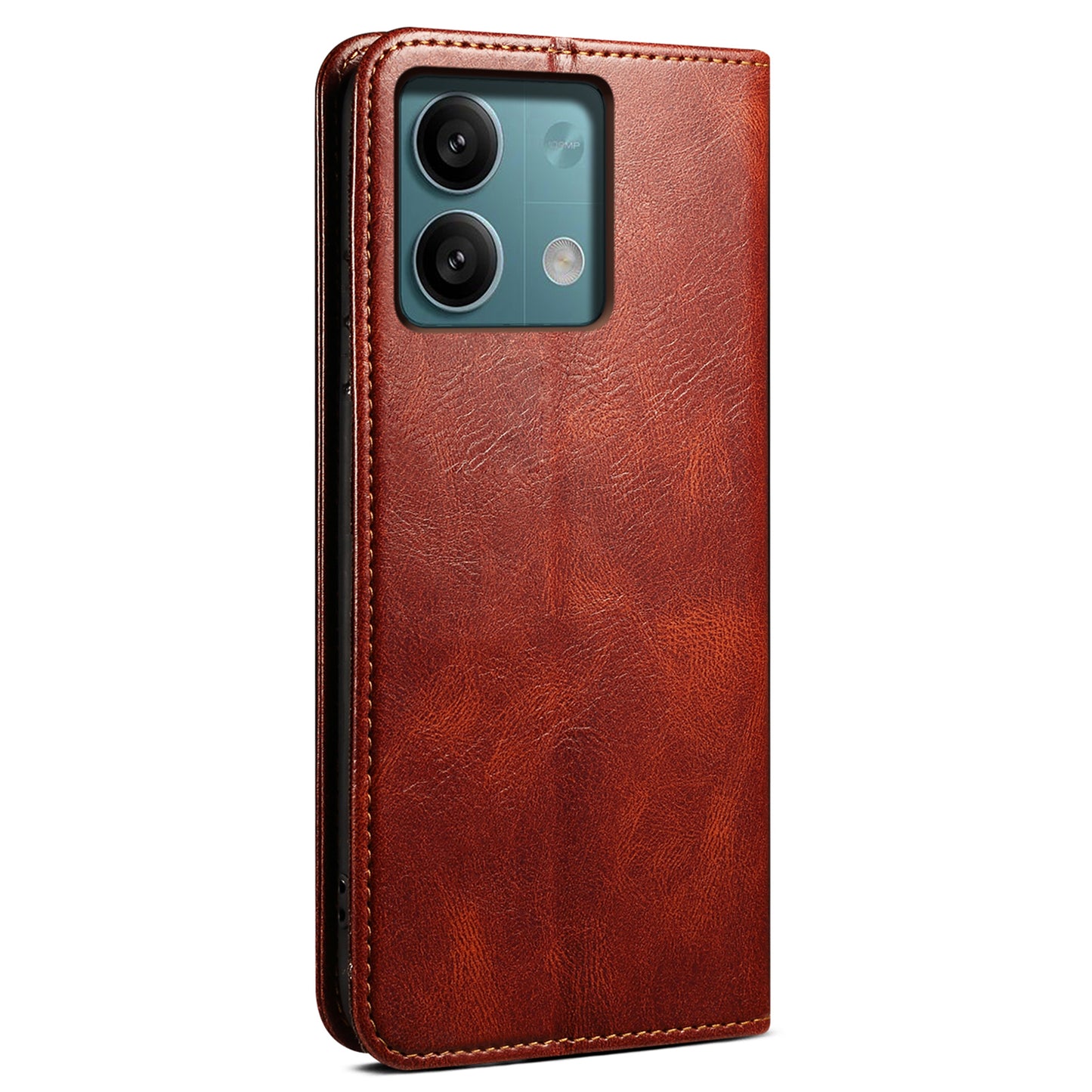 For Xiaomi Redmi Note 13 5G Case PU Leather Crazy Horse Wallet Mobile Phone Cover - Brown
