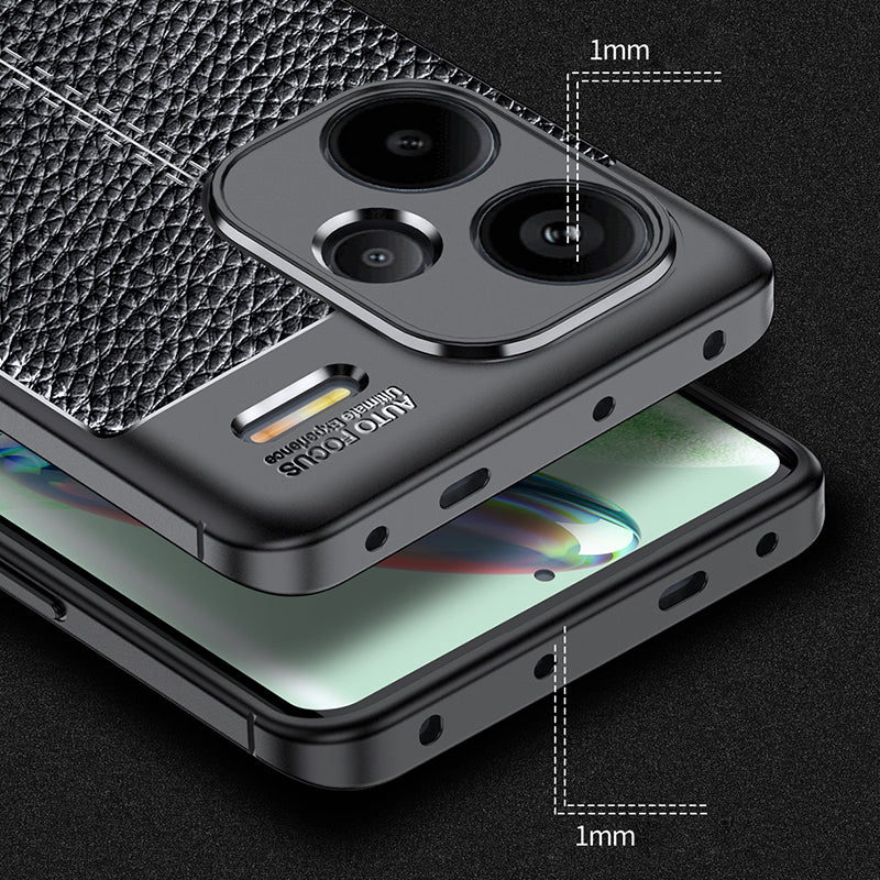 For Xiaomi Redmi Note 13 Pro+ Case Litchi Texture TPU Shockproof Shell Phone Cover - Black