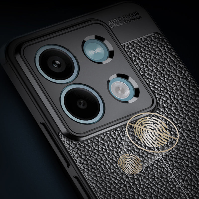 Litchi Texture Phone Cover For Xiaomi Redmi Note 13 5G Case TPU Shockproof Shell - Black
