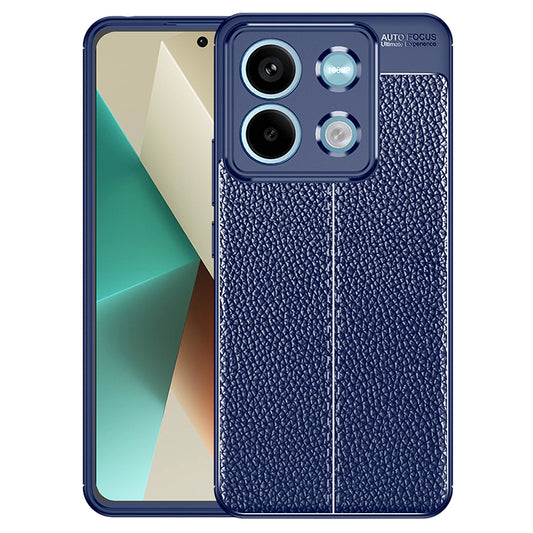 Litchi Texture Phone Cover For Xiaomi Redmi Note 13 5G Case TPU Shockproof Shell - Blue