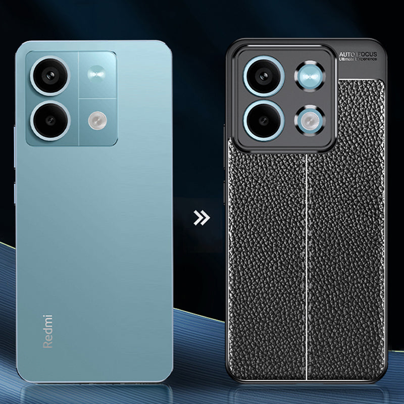 Litchi Texture Phone Cover For Xiaomi Redmi Note 13 5G Case TPU Shockproof Shell - Blue