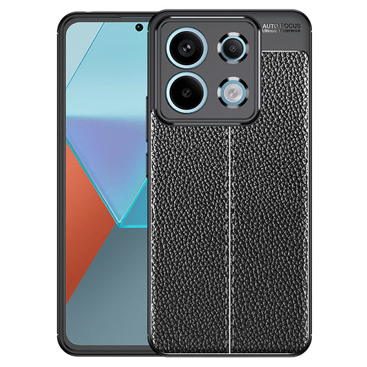 For Xiaomi Redmi Note 13 Pro 5G / Poco X6 5G Case Shockproof Shell Litchi Texture TPU Phone Cover - Black