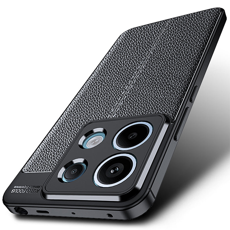 For Xiaomi Redmi Note 13 Pro 5G / Poco X6 5G Case Shockproof Shell Litchi Texture TPU Phone Cover - Black
