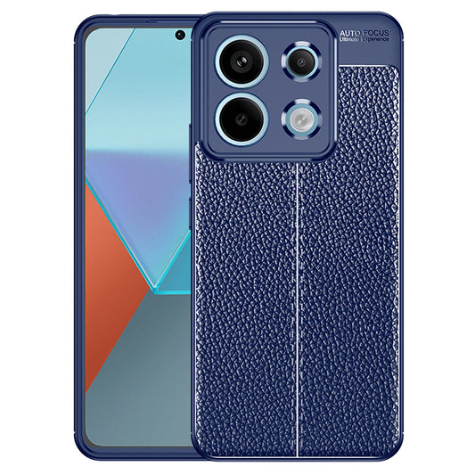 For Xiaomi Redmi Note 13 Pro 5G / Poco X6 5G Case Shockproof Shell Litchi Texture TPU Phone Cover - Blue
