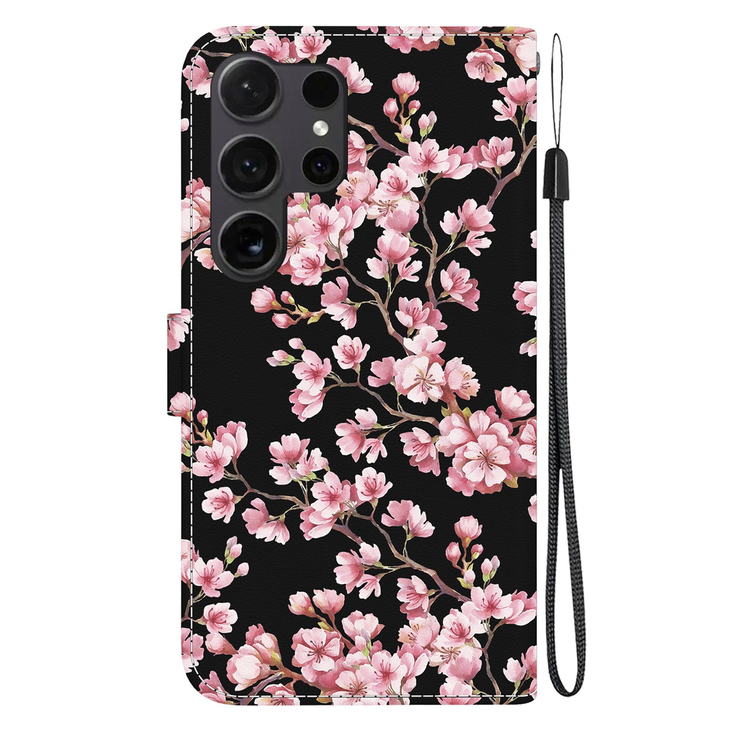 For Samsung Galaxy S24 Ultra Case PU Leather 3D Pattern Flip Phone Cover - Plum Blossom