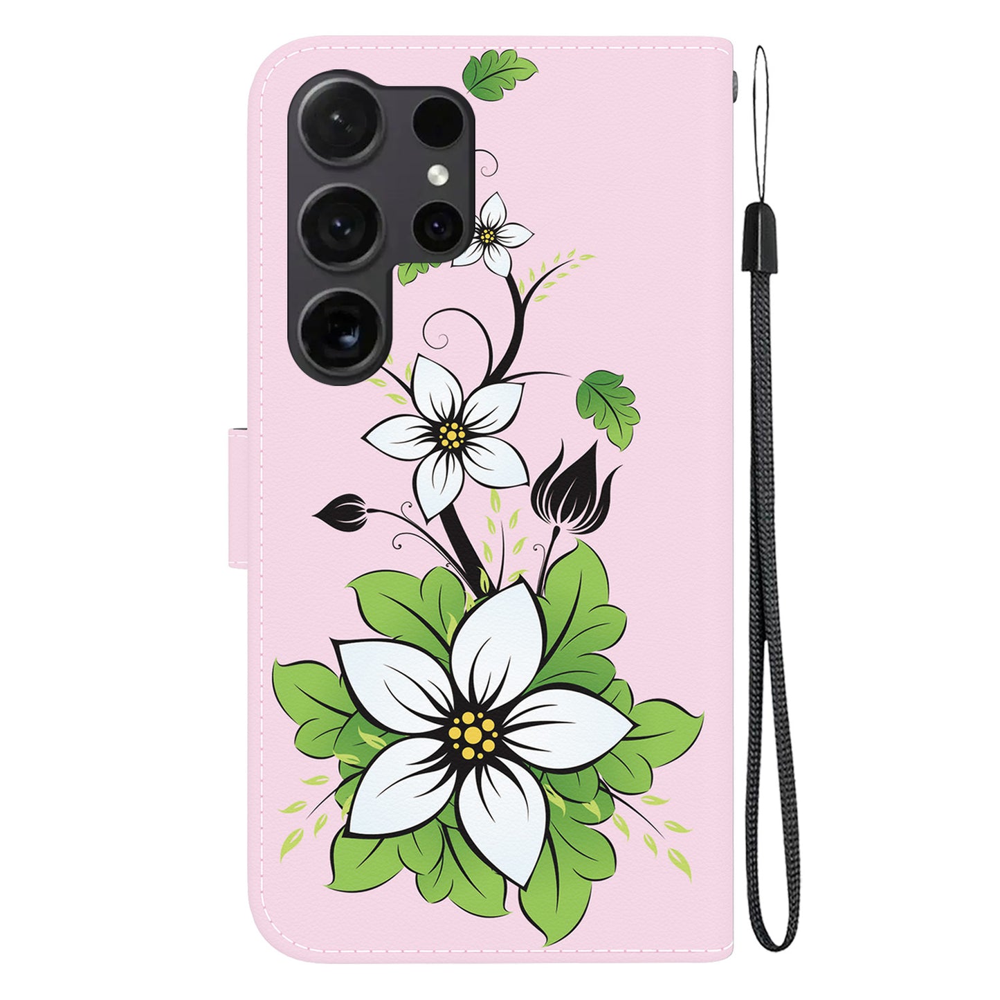 For Samsung Galaxy S24 Ultra Case PU Leather 3D Pattern Flip Phone Cover - Lily