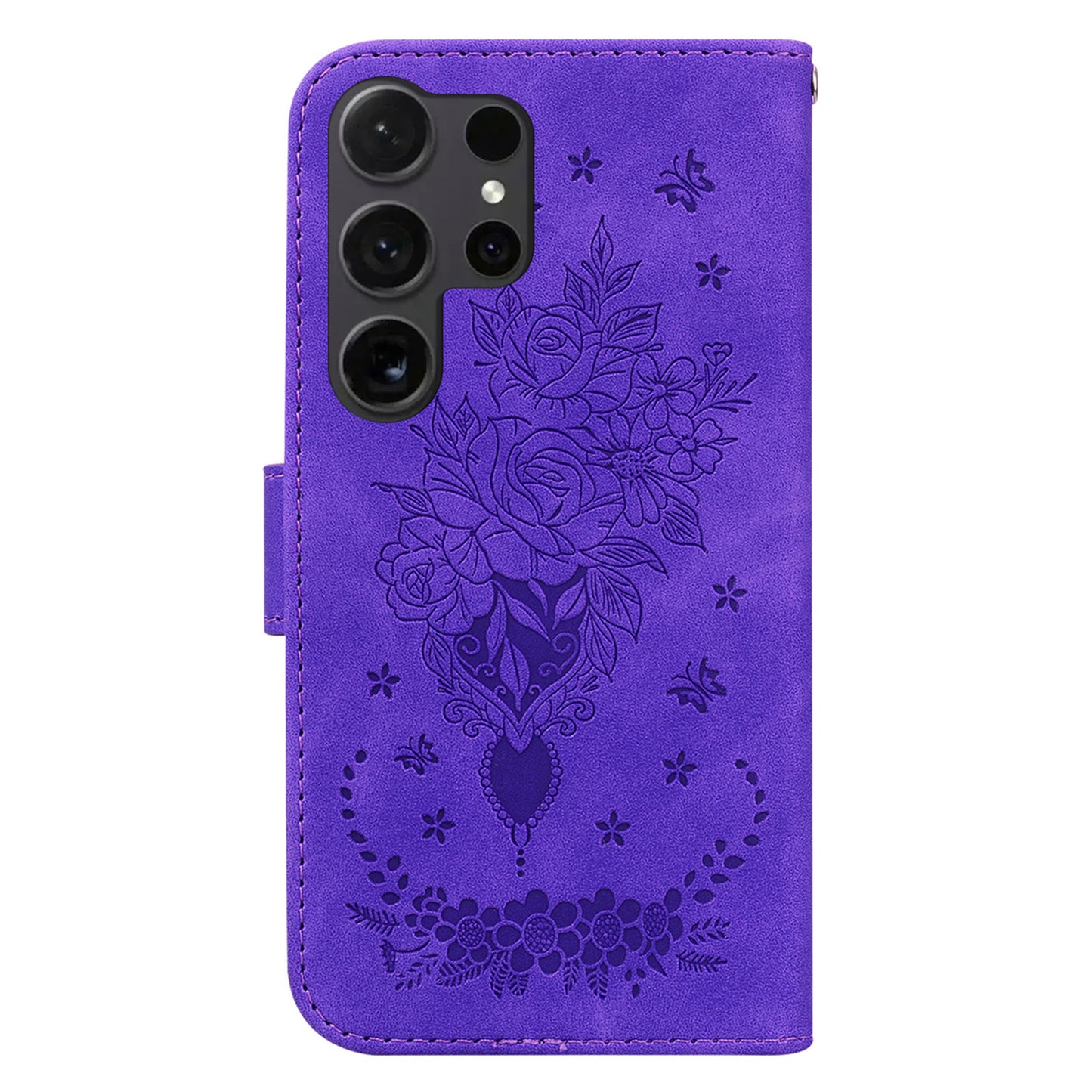 For Samsung Galaxy S24 Ultra Case Anti-fall Imprinted PU Leather Phone Cover - Purple