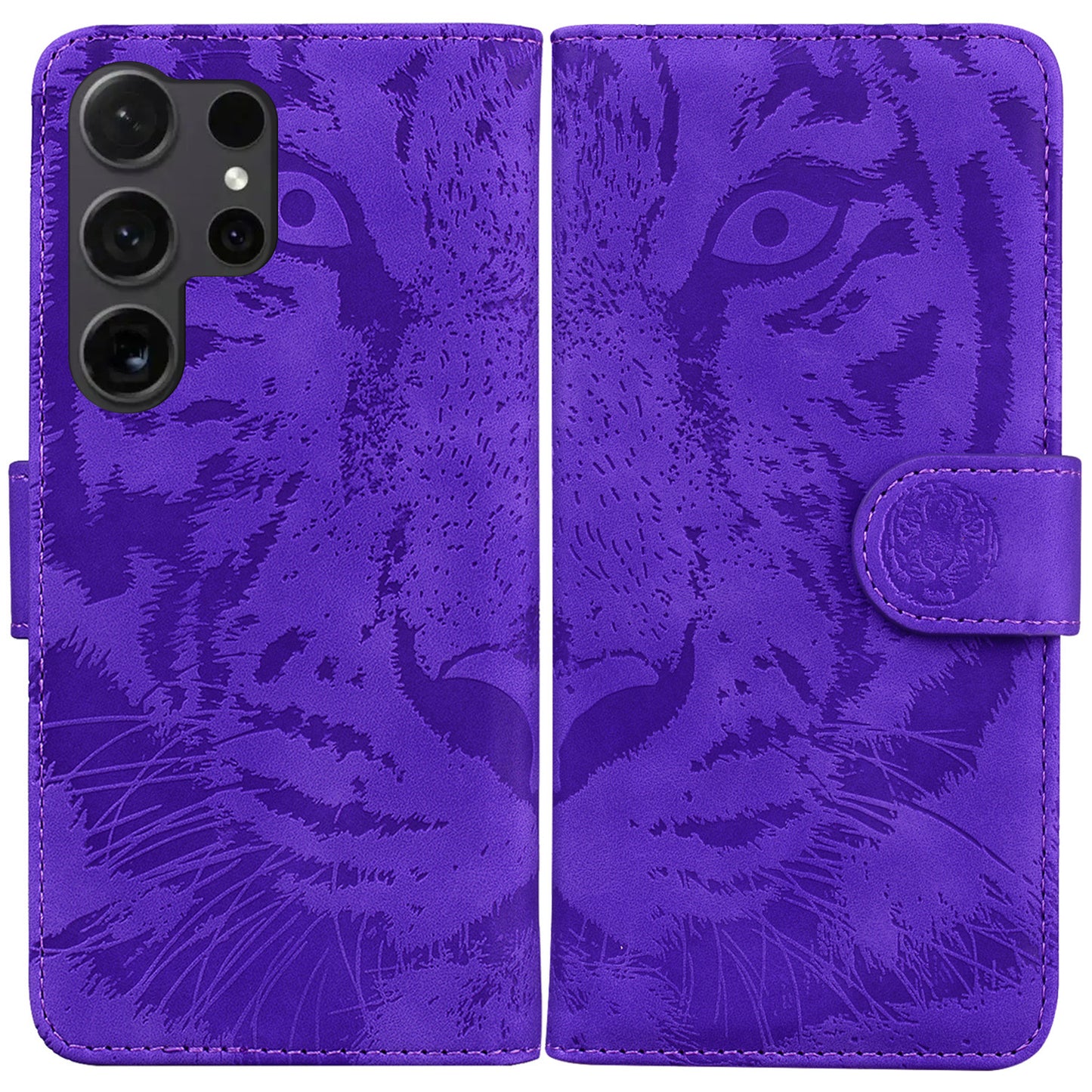 PU Leather Case for Samsung Galaxy S24 Ultra Dustproof Wallet Cell Phone Cover - Purple