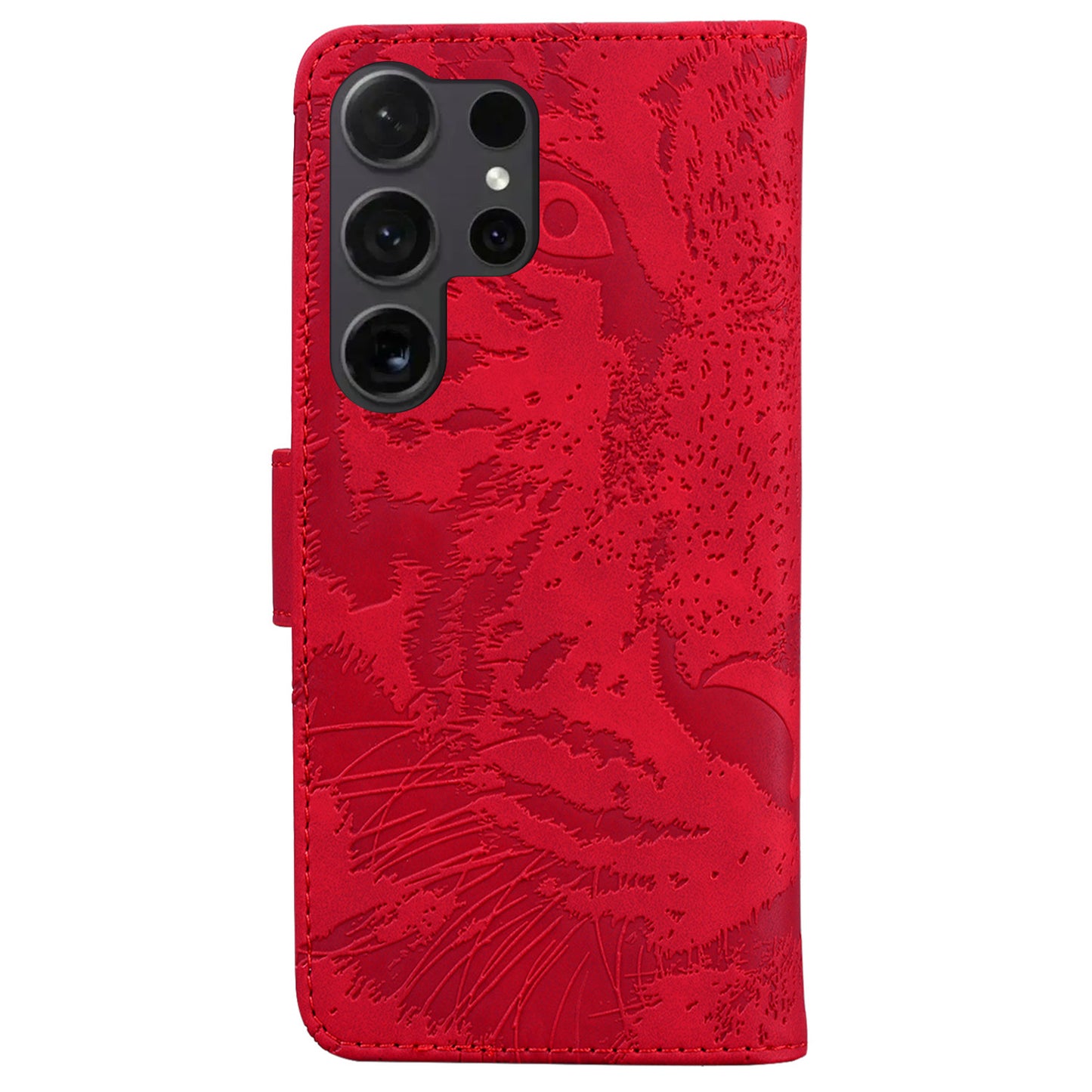 PU Leather Case for Samsung Galaxy S24 Ultra Dustproof Wallet Cell Phone Cover - Red