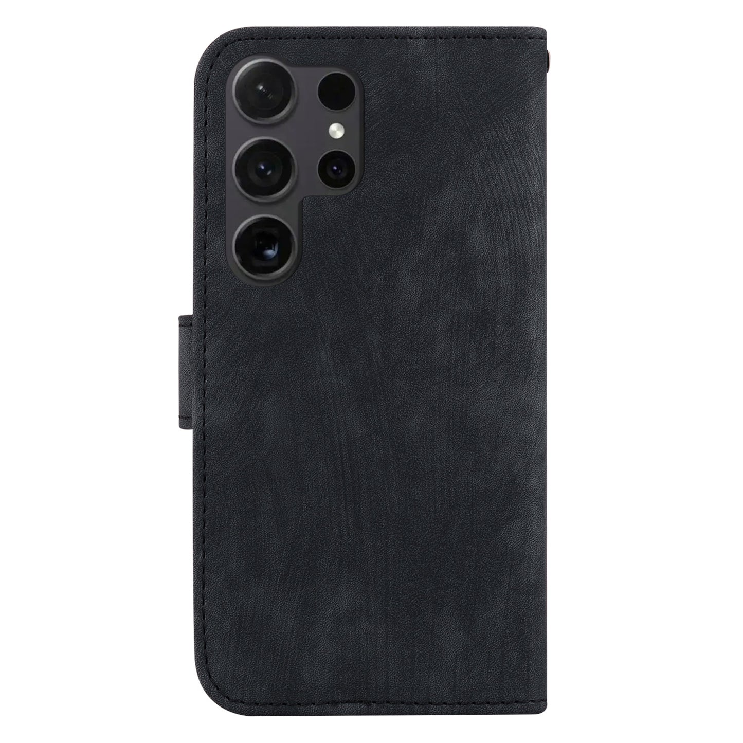 For Samsung Galaxy S24 Ultra Case Lovely Tiger Imprinted PU Leather Flip Cell Phone Cover - Black