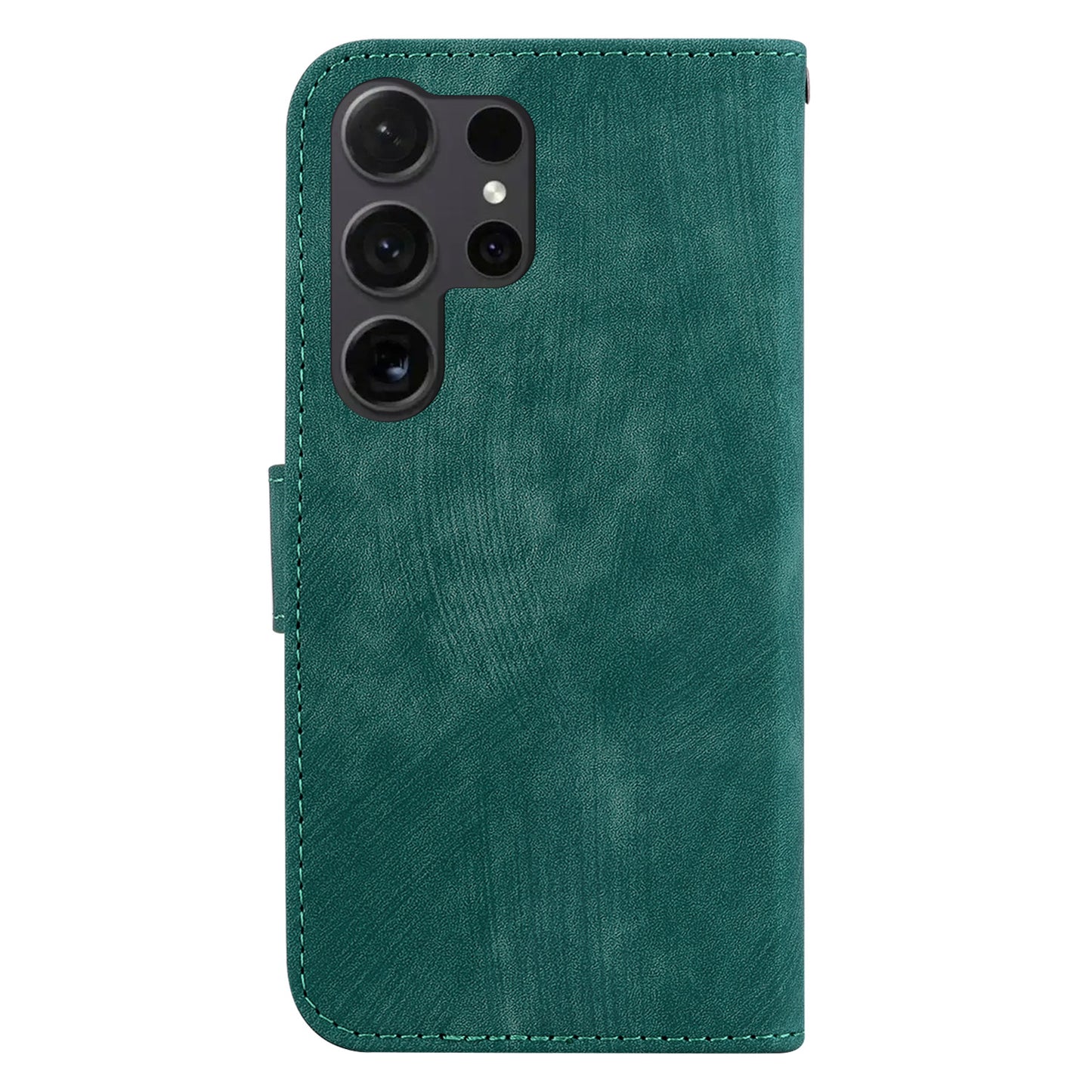 For Samsung Galaxy S24 Ultra Case Lovely Tiger Imprinted PU Leather Flip Cell Phone Cover - Green