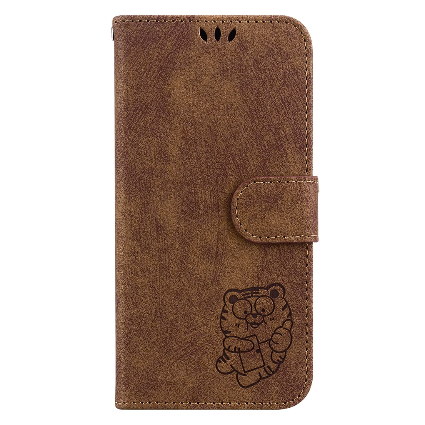 For Samsung Galaxy S24 Ultra Case Lovely Tiger Imprinted PU Leather Flip Cell Phone Cover - Brown