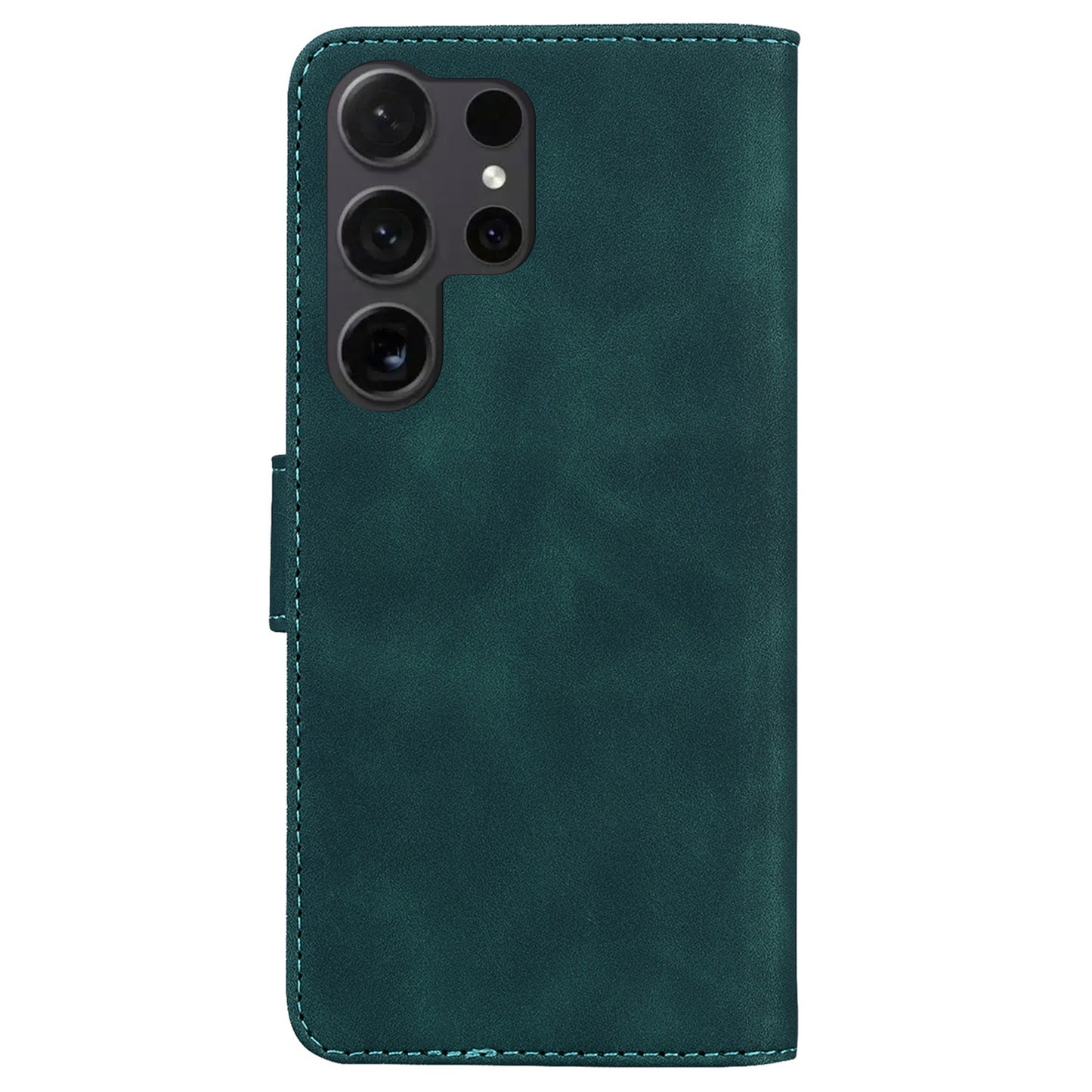 For Samsung Galaxy S24 Ultra Solid Color Mobile Phone Cover Case PU Leather Phone Shell Wallet - Green