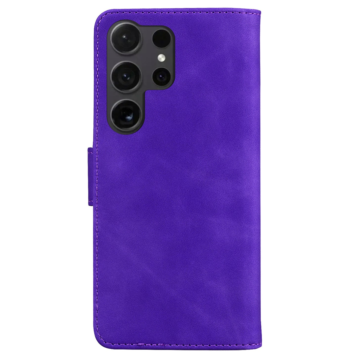 For Samsung Galaxy S24 Ultra Solid Color Mobile Phone Cover Case PU Leather Phone Shell Wallet - Purple