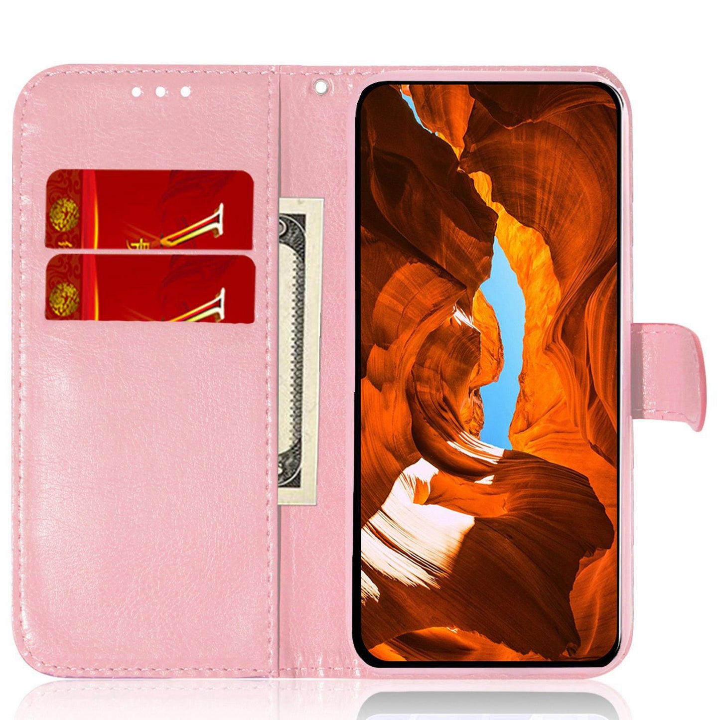 For Samsung Galaxy S24 Case Book Style Dazzling Flower Pattern Cover with Wallet - Pink