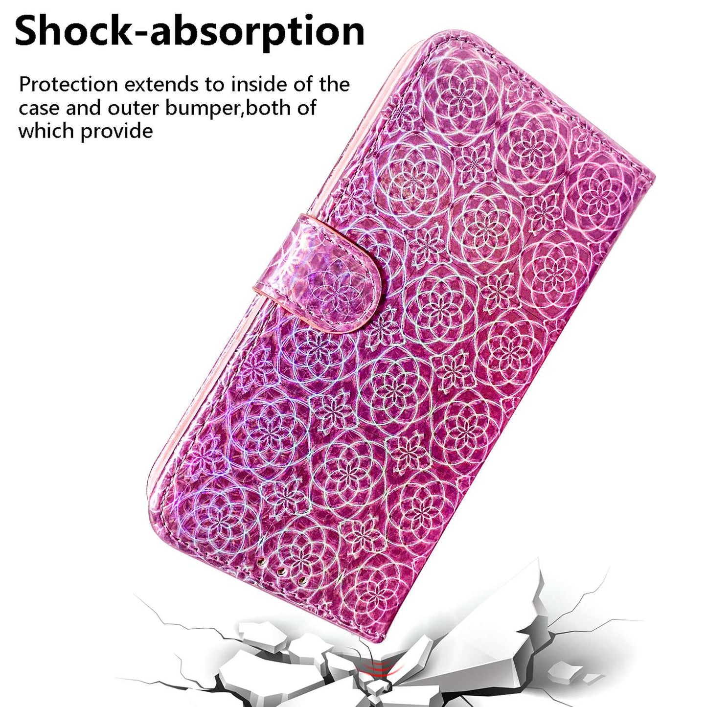 For Samsung Galaxy S24 Case Book Style Dazzling Flower Pattern Cover with Wallet - Pink