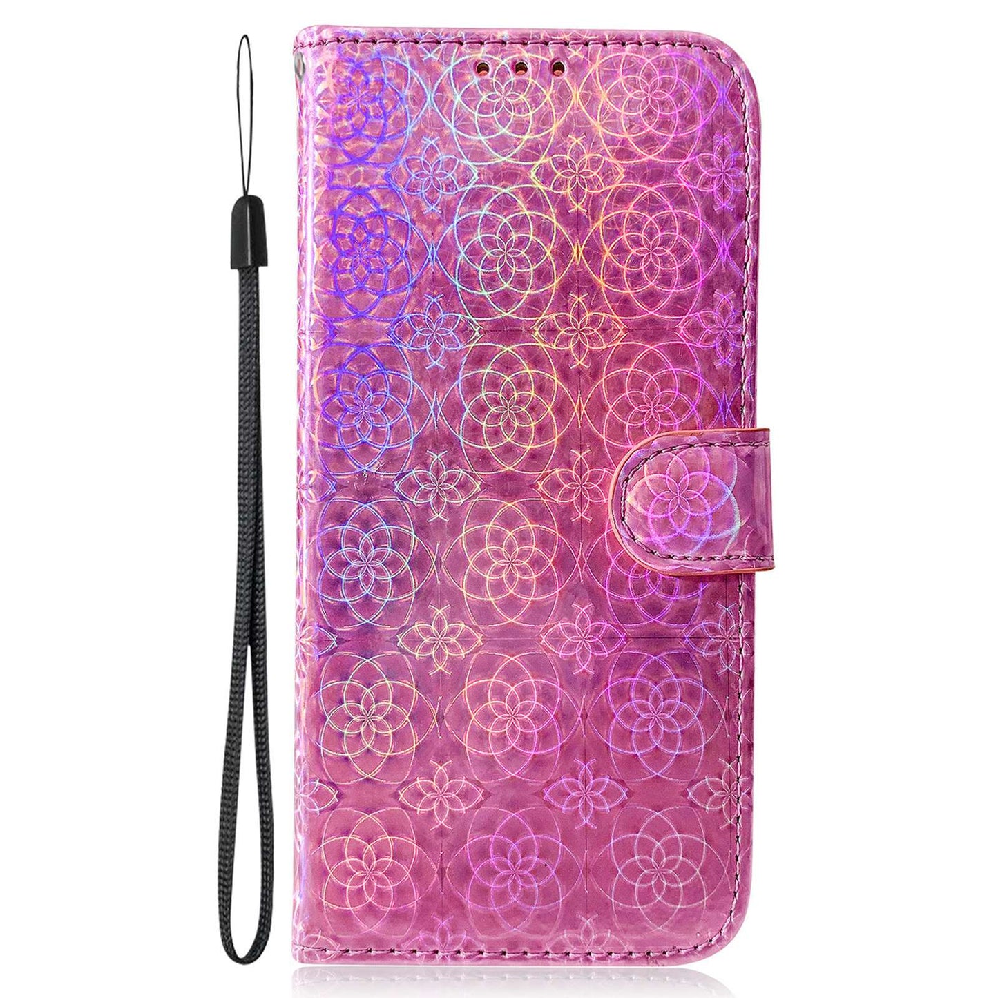 For Samsung Galaxy S24 Case Book Style Dazzling Flower Pattern Cover with Wallet - Pink