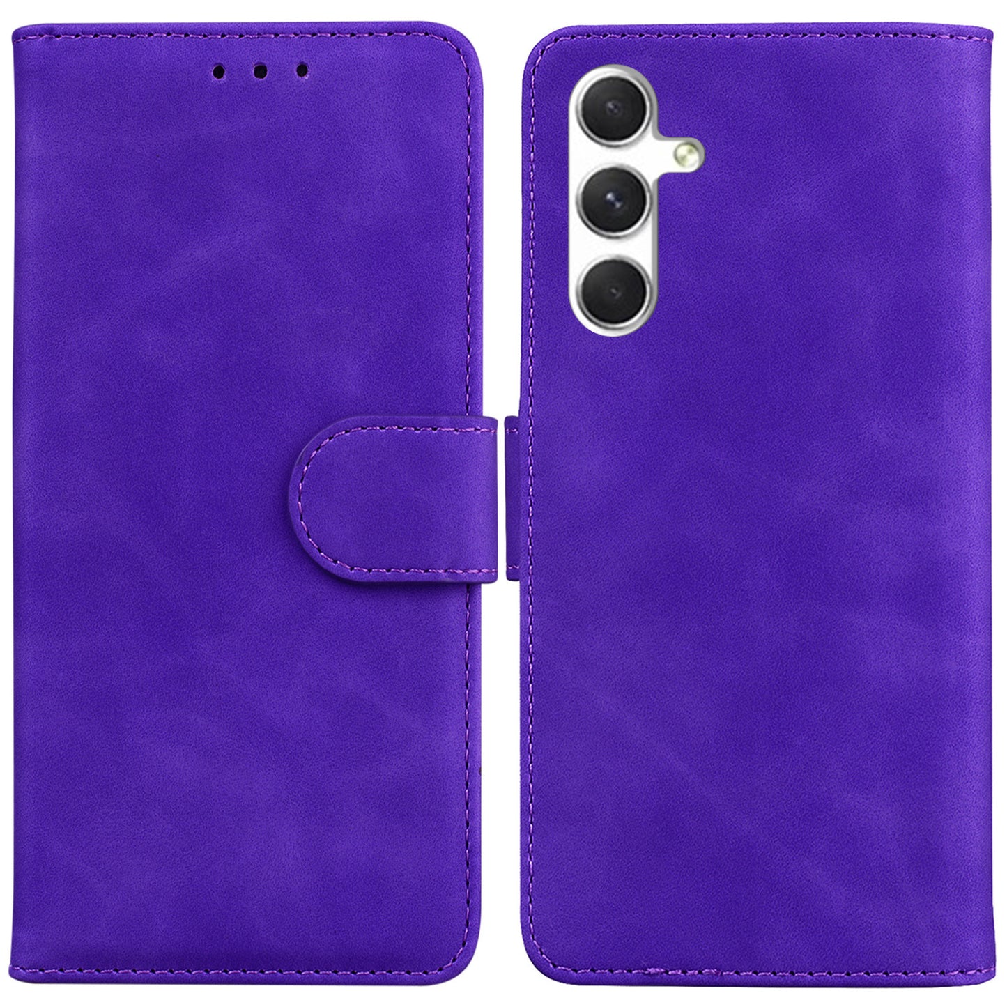 Phone Case for Samsung Galaxy S24+ PU Leather Mobile Cover Magnetic Phone Shell Wallet - Purple
