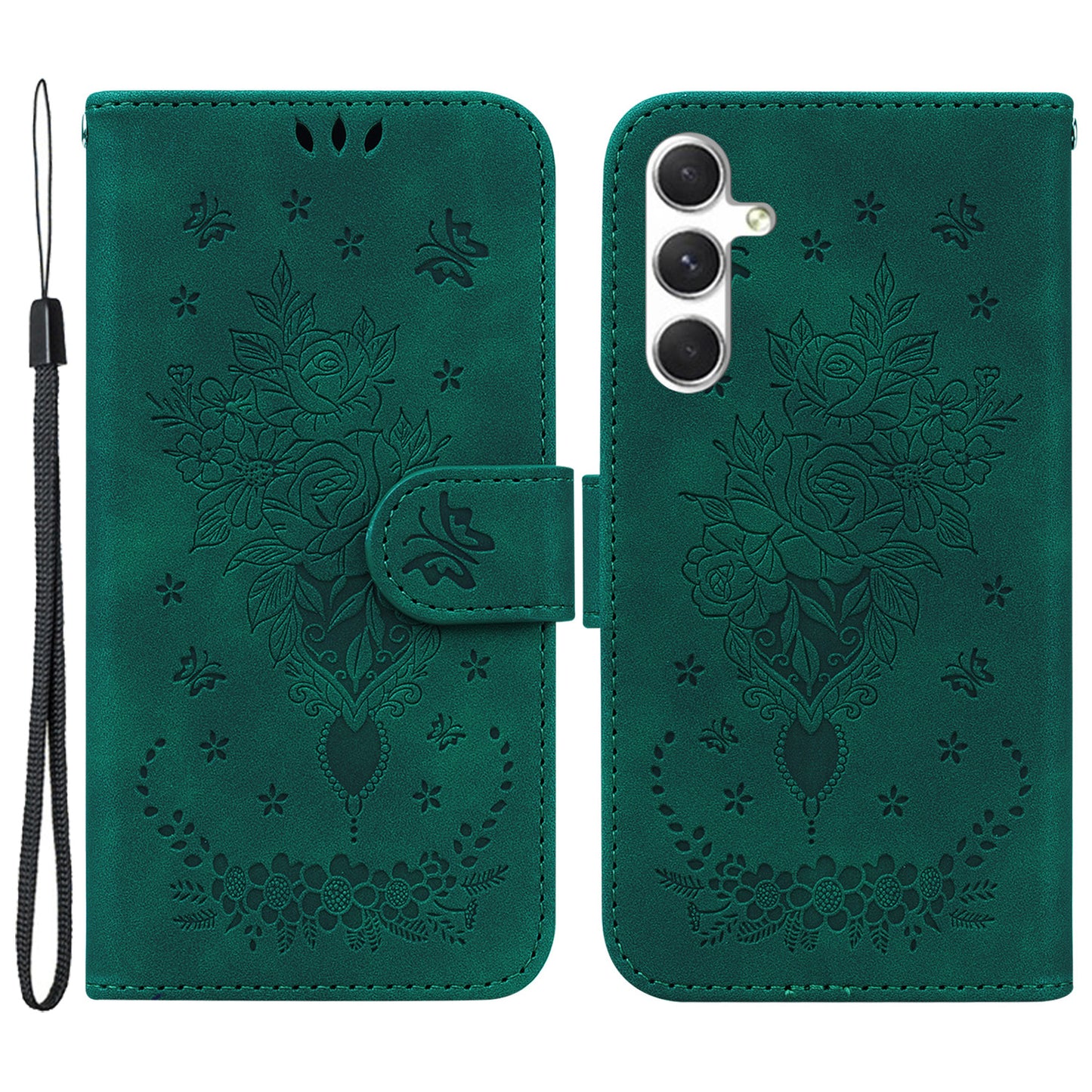 For Samsung Galaxy S24 Case Slim-Fit PU Leather Phone Protective Cover - Green