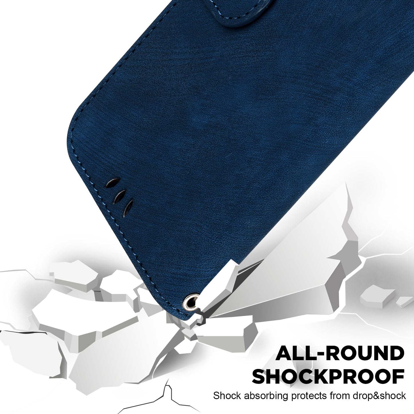 For Samsung Galaxy S24+ Case Imprinted Design PU Leather Phone Cover Magnetic Wallet - Dark Blue