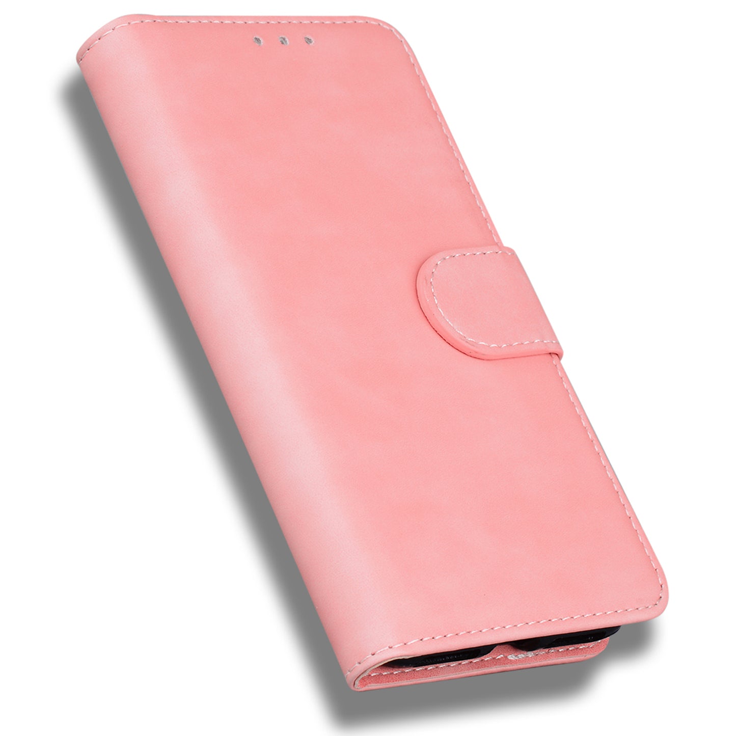 For Samsung Galaxy S24 Case Phone Shell Wallet Solid Color PU Leather Mobile Phone Cover - Pink