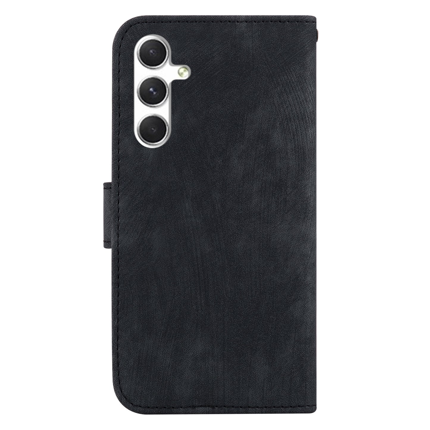 For Samsung Galaxy S24 Case Cell Phone Cover Lovely Tiger Imprint PU Leather Flip Design Wallet - Black