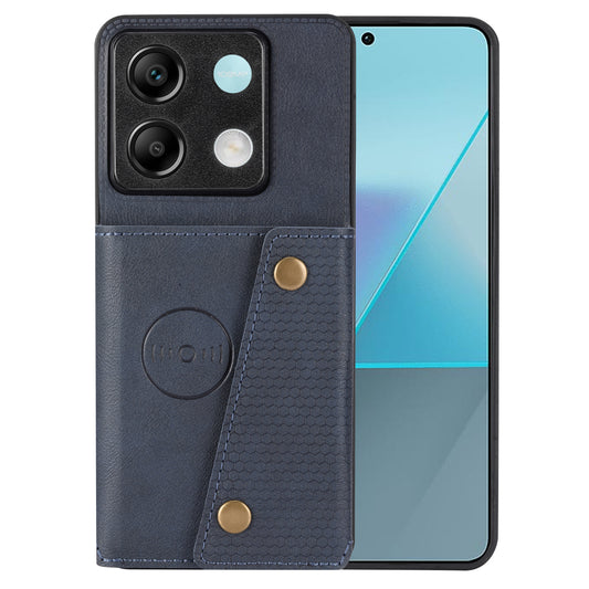 For Xiaomi Redmi Note 13 Pro 5G / Poco X6 5G Case PU Leather+TPU Phone Cover with Card Holder - Blue
