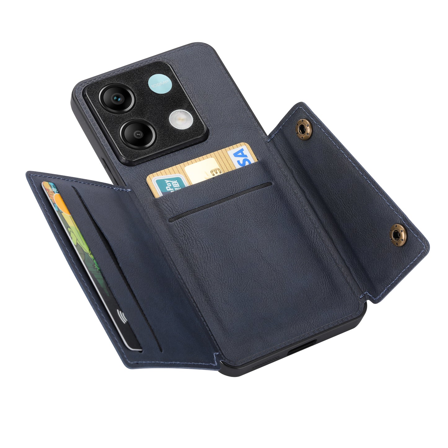 For Xiaomi Redmi Note 13 Pro 5G / Poco X6 5G Case PU Leather+TPU Phone Cover with Card Holder - Blue